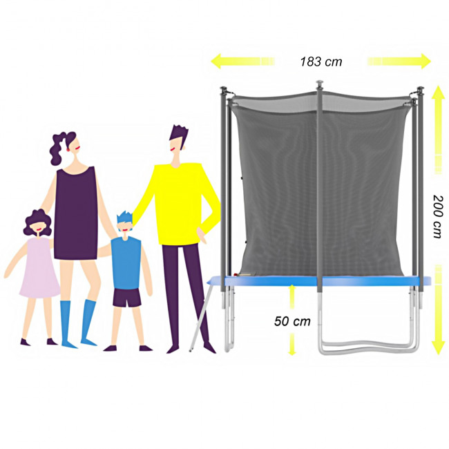 Батут с защитной сеткой DFC JUMP4FUN 6 ft синий с лестницей Батут с защитной сеткой DFC JUMP4FUN 6 ft синий с лестницей