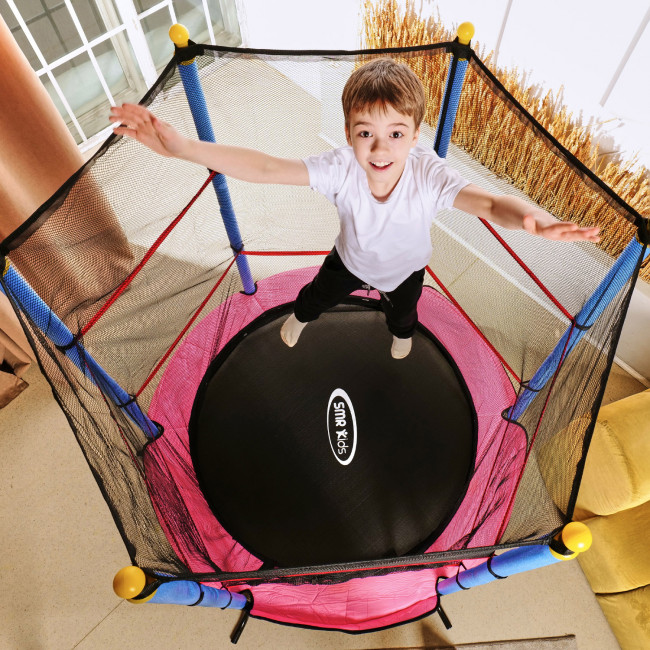 Батут детский DFC SMRKIDS 55" с сеткой, PINK